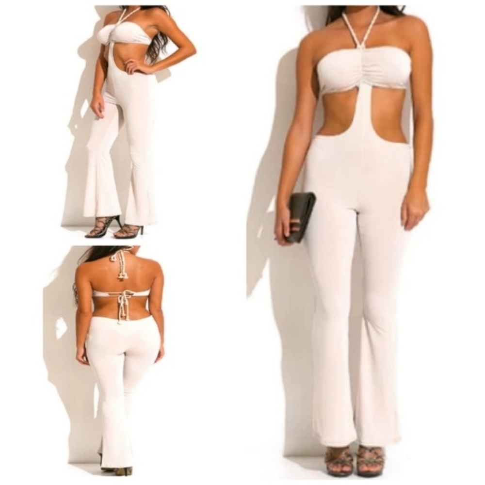 NEW - Nude Halter Cut Out Jumpsuit